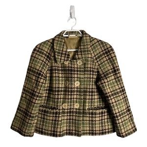 DKNY Women's Patterned Double Breasted Wool Blazer Jacket